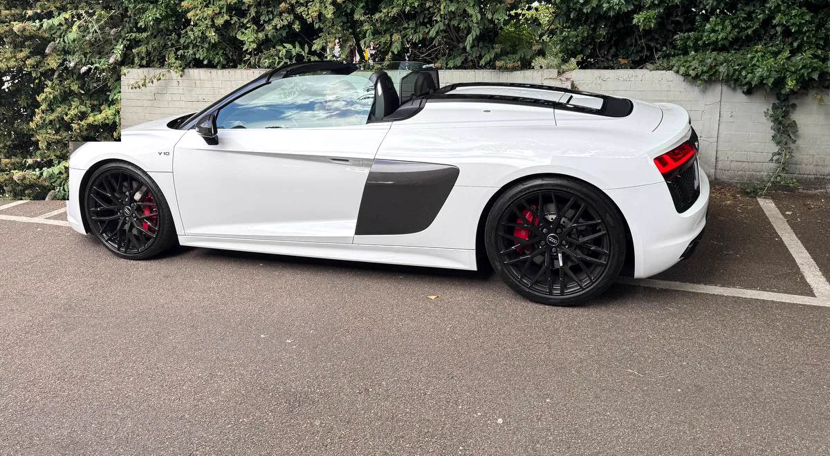 White Audi R8 V10 Spyder available for photo and film shoots in Norfolk